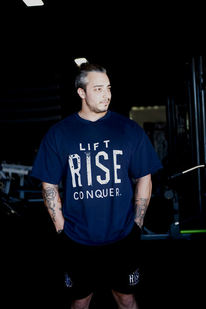 LIFT. RISE. CONQUER. (LRC) - Men's Heavy Oversized Tee (V1)